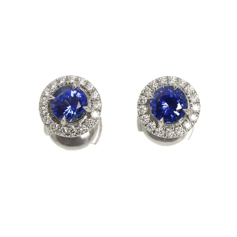 Tiffany & Co. Soleste Sapphire and Diamond Stud Earrings (Pt Platinum)